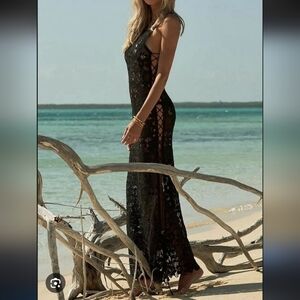 Melissa Odabash Jamie Black Floral Lace Swim Cover Sundress Sz S NWOT